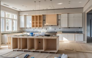 Kitchen remodel with matching countertops, cabinets, and flooring in Colorado