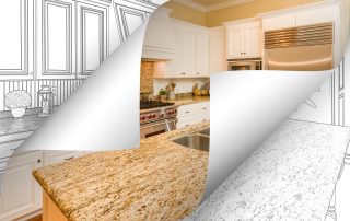 Quartz and granite countertops in Fort Collins kitchen by AMC Stone and Cabinets